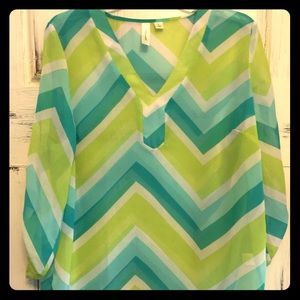 Tacera style tunic sheer blouse. Size L